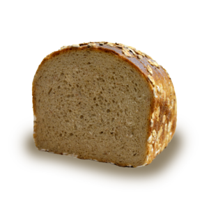 CHLEB NA MAŚLANCE – Pszenno-żytni zdobiony płatkami owsianymi. krojony, 450g, produkowany: pn, śr, pt.