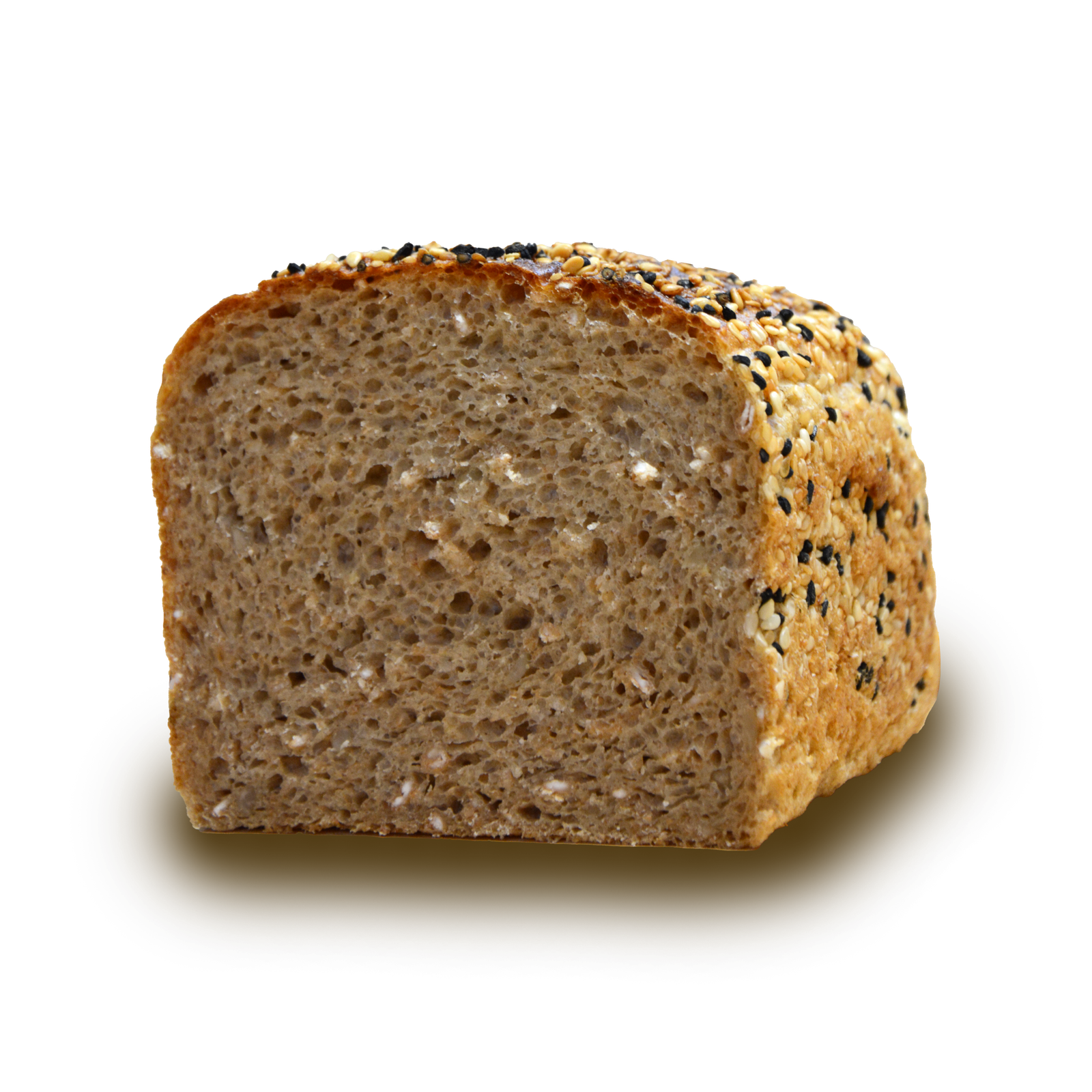 CHLEB ORKISZOWY – Z mąki orkiszowej, dekorowany czarnuszką i sezamem. cały, 450g, produkowany: wt, czw, sob.